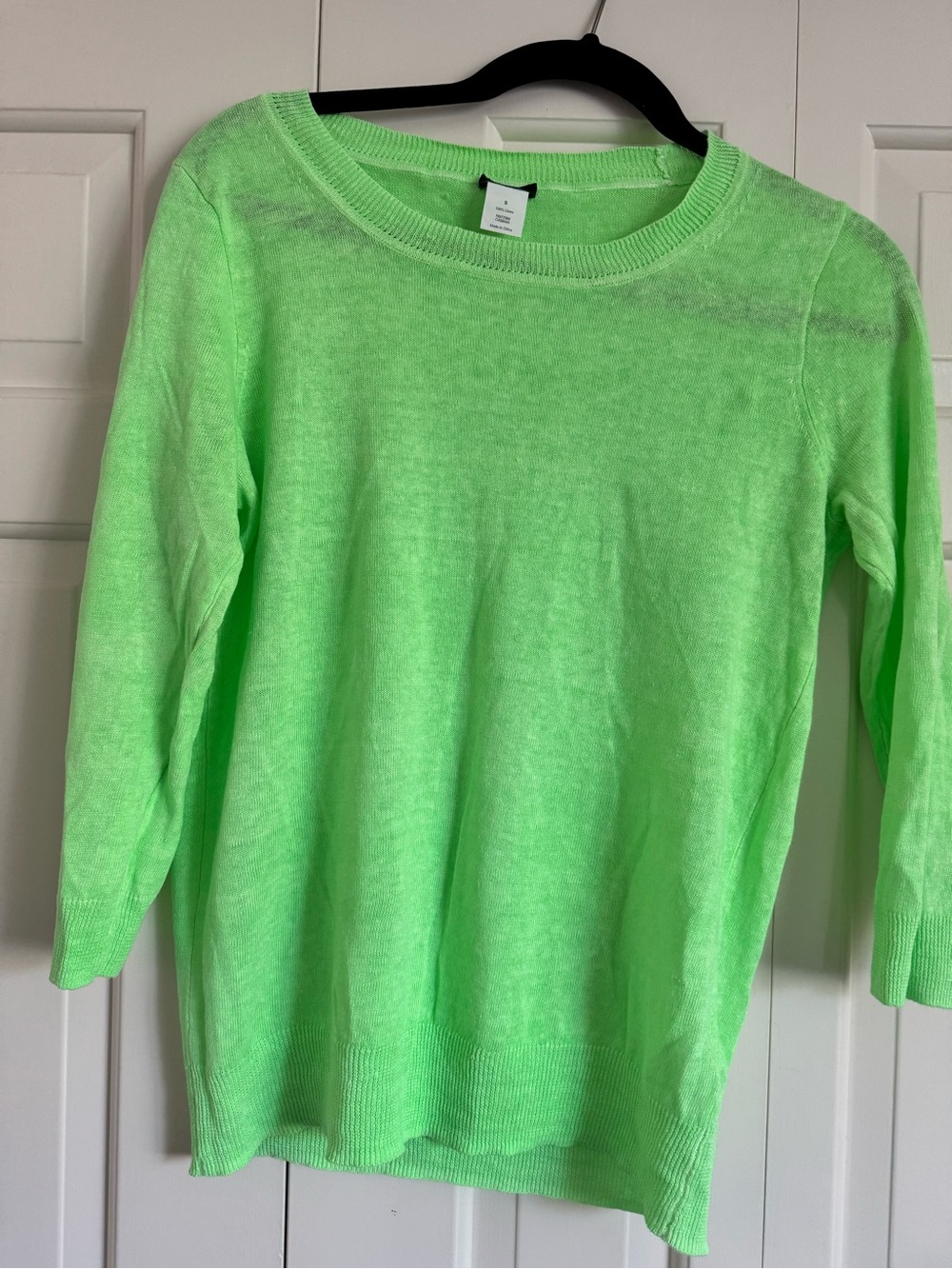 J. Crew Linen Neon Lime Crewneck Sweater
